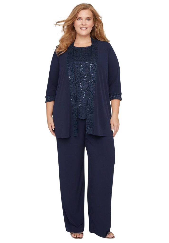 flattering plus size pant suits