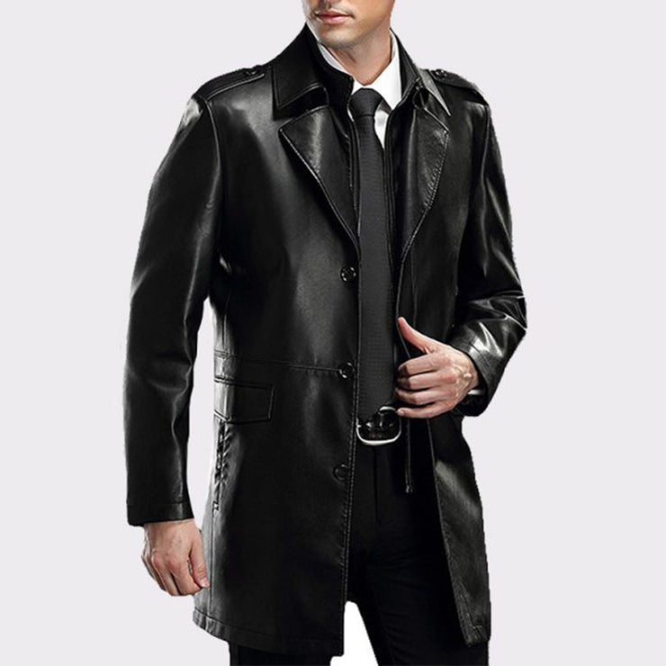 black leather coat