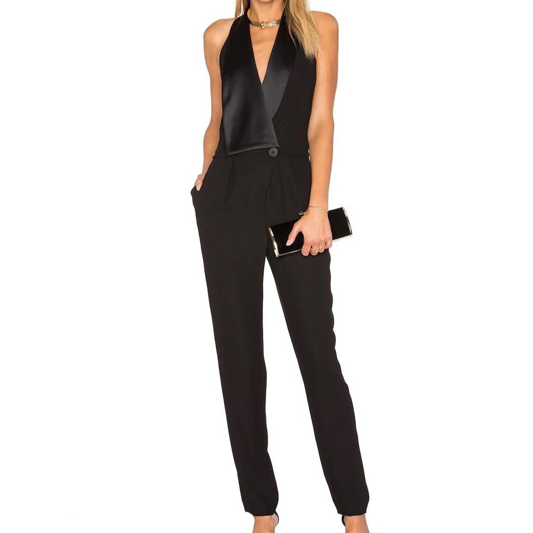 black jumpsuit with jacket