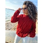 women's red pullover sweater