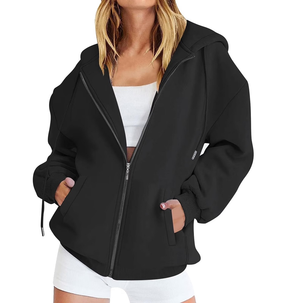 black zip up hoodies