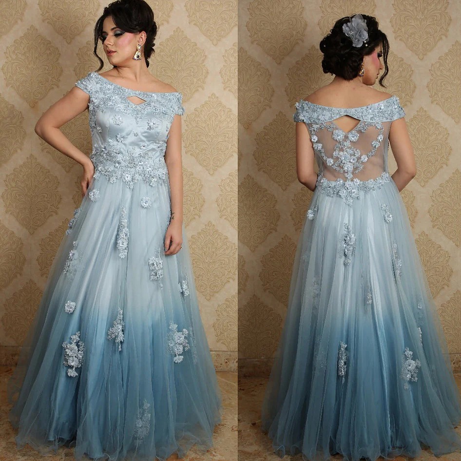 powder blue gown