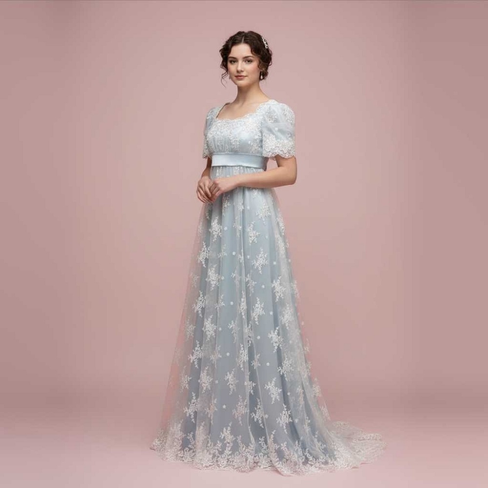 powder blue gown