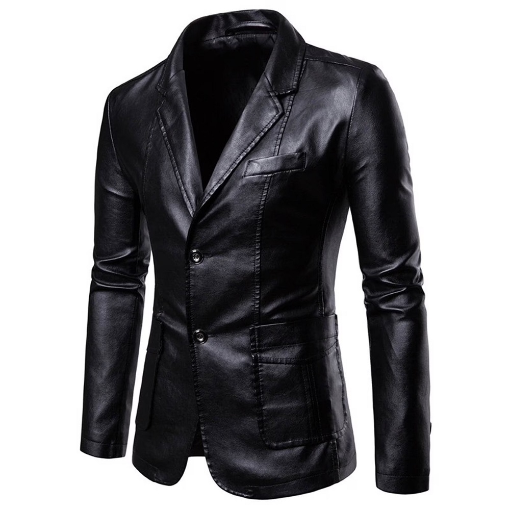 black leather blazer jacket