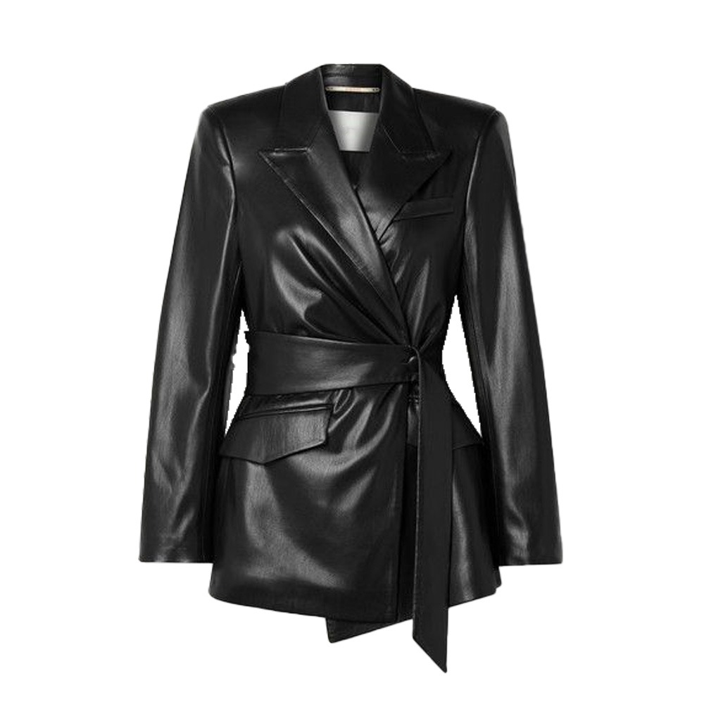 black leather blazer jacket