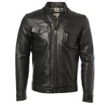 mens black leather jacket