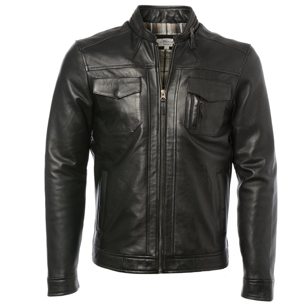 mens black leather jacket