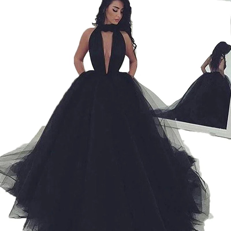 ball gown black prom dress