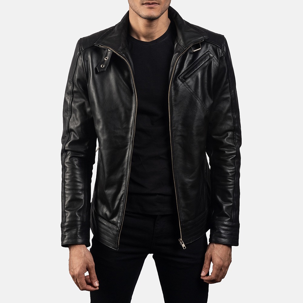 mens black leather jacket