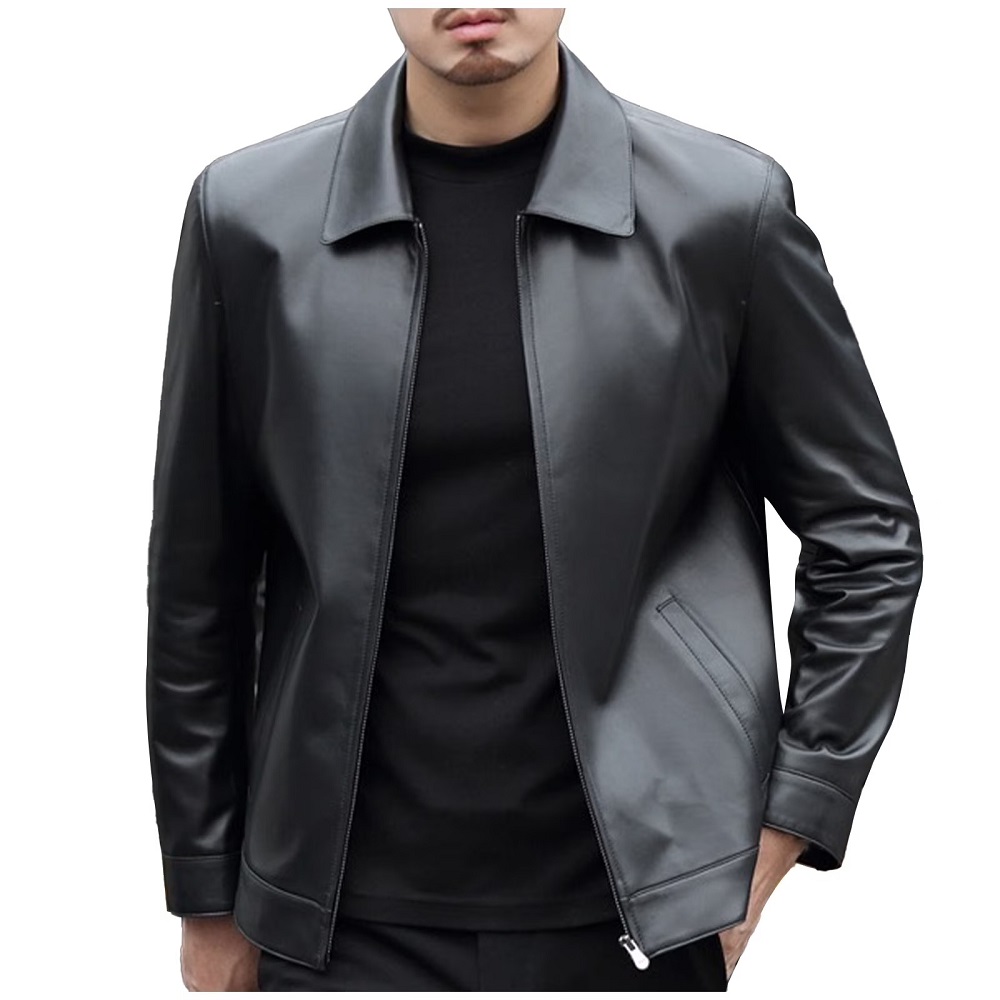 mens black leather jacket