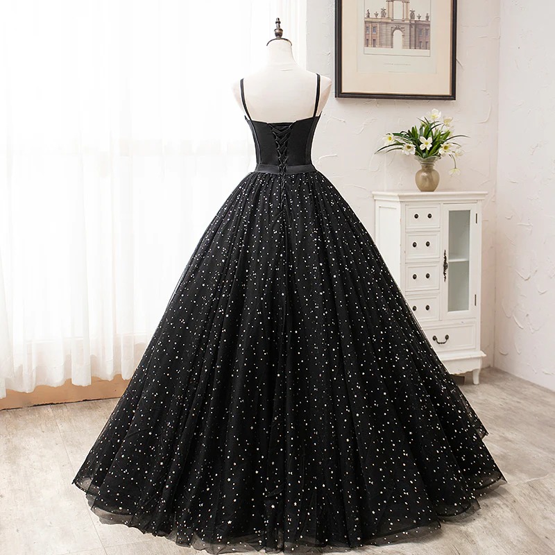 ball gown black prom dress