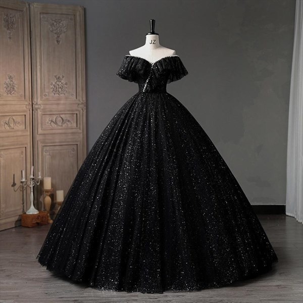 ball gown black prom dress