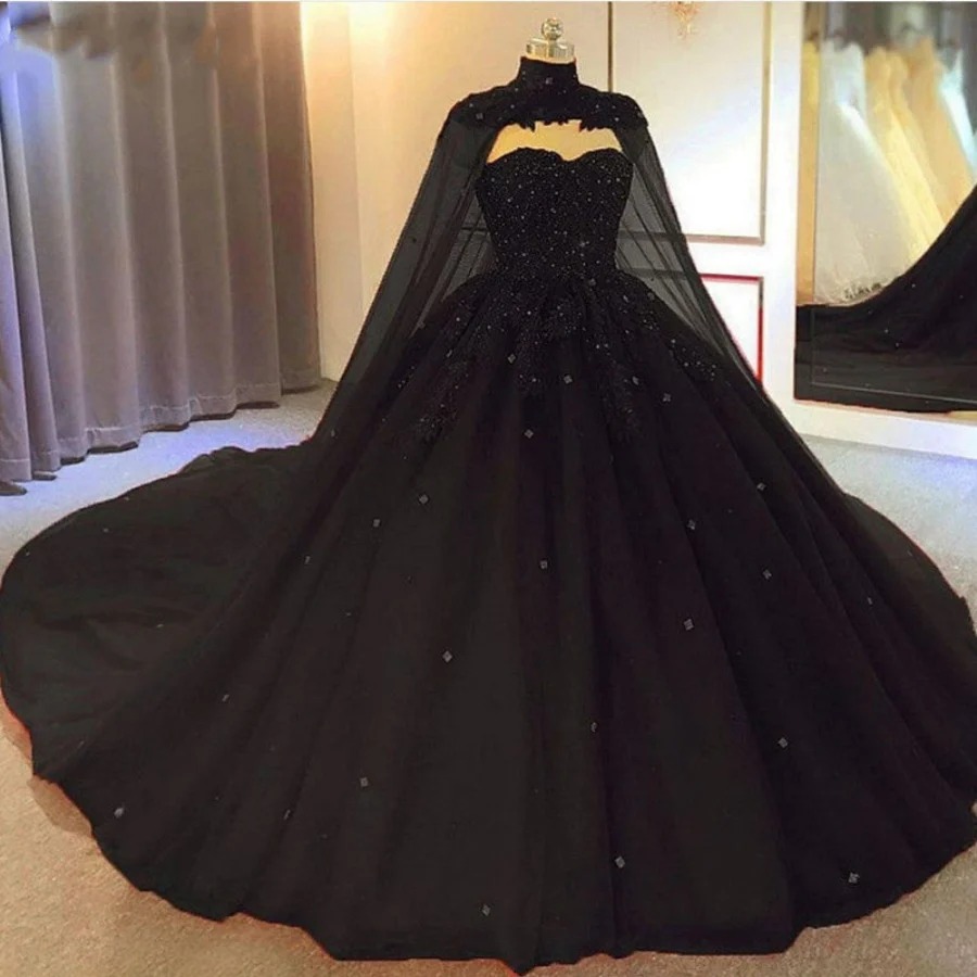 ball gown black prom dress