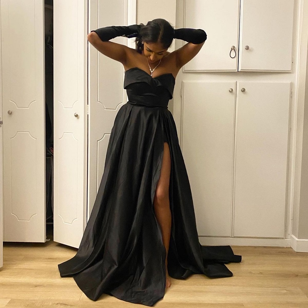 ball gown black prom dress