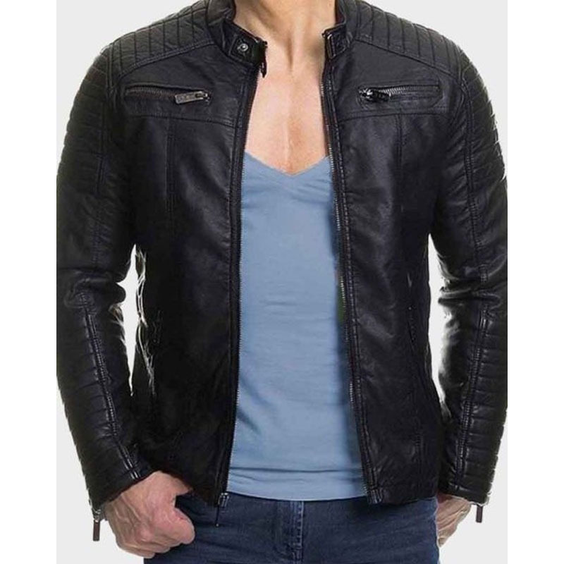 mens black leather jacket