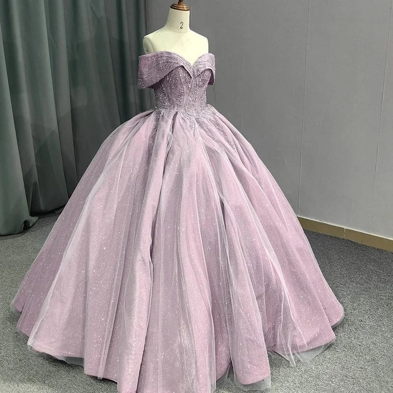 pink ball gown prom dress