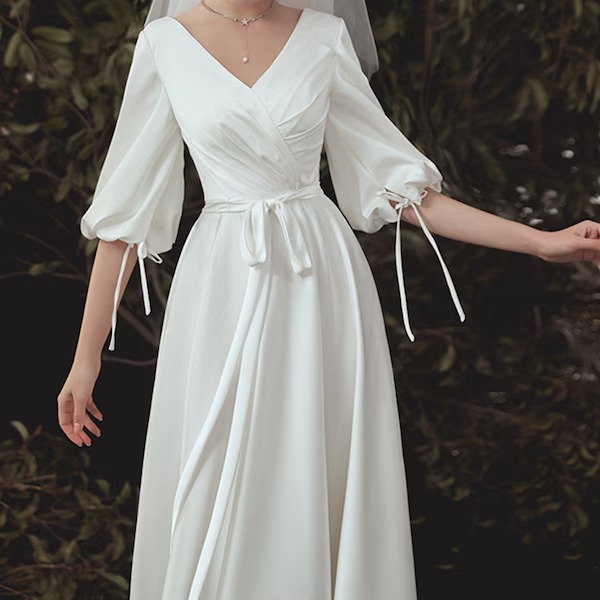 white long sleeve formal dress