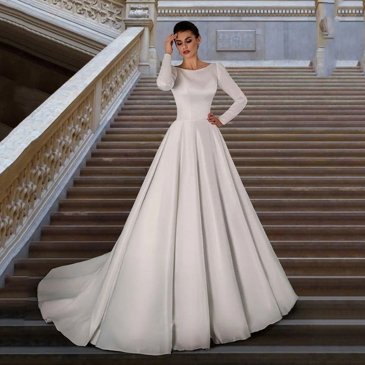 long sleeve white formal dress