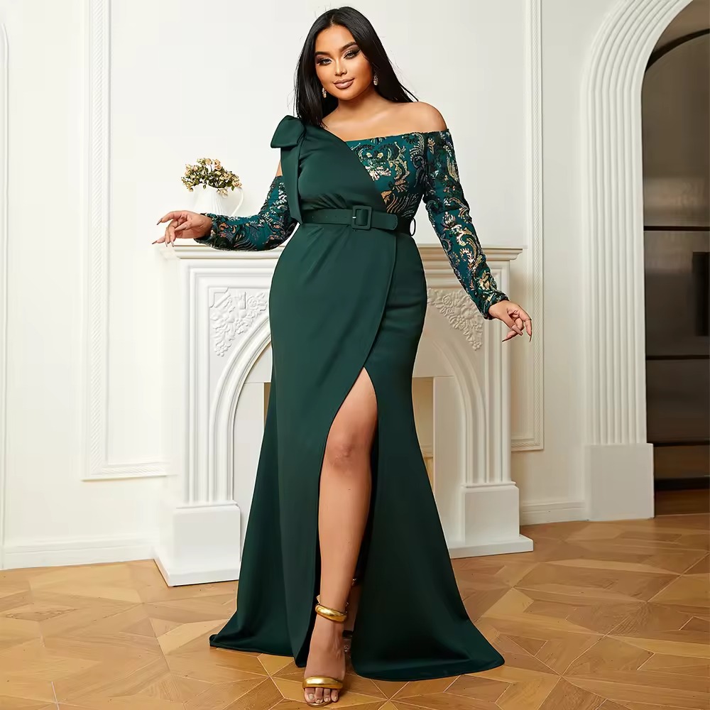 formal elegant emerald green dress