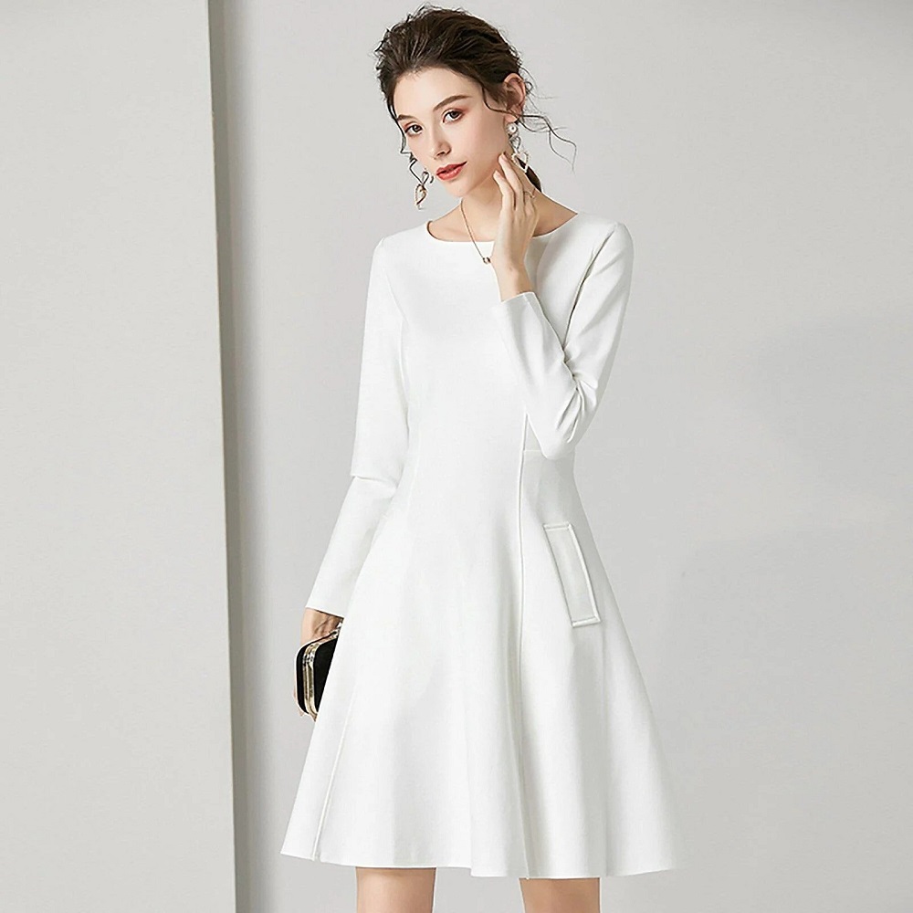 white long sleeve formal dress