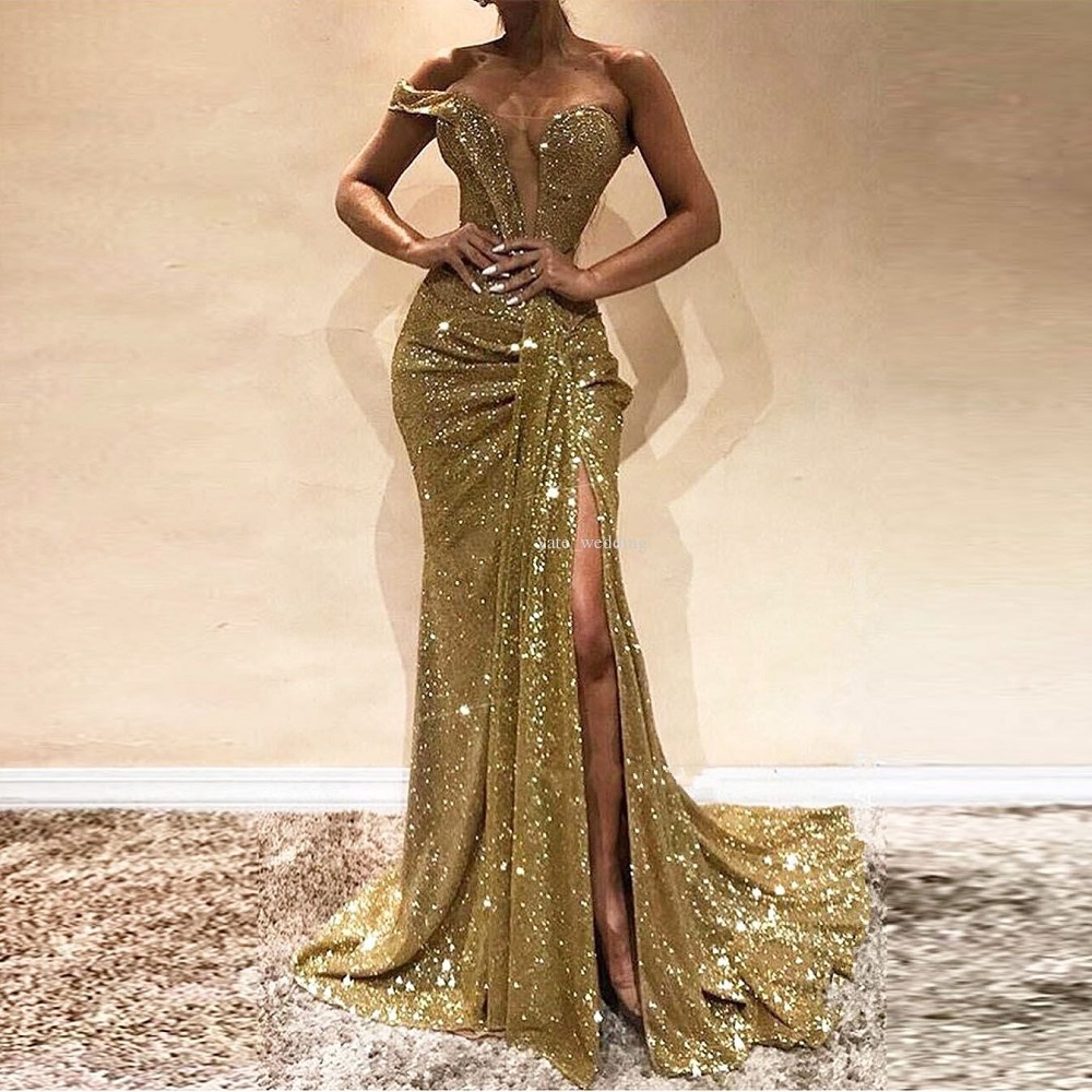 gold sequin dress formal