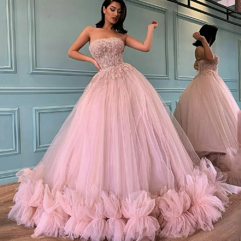 pink ball gown prom dress