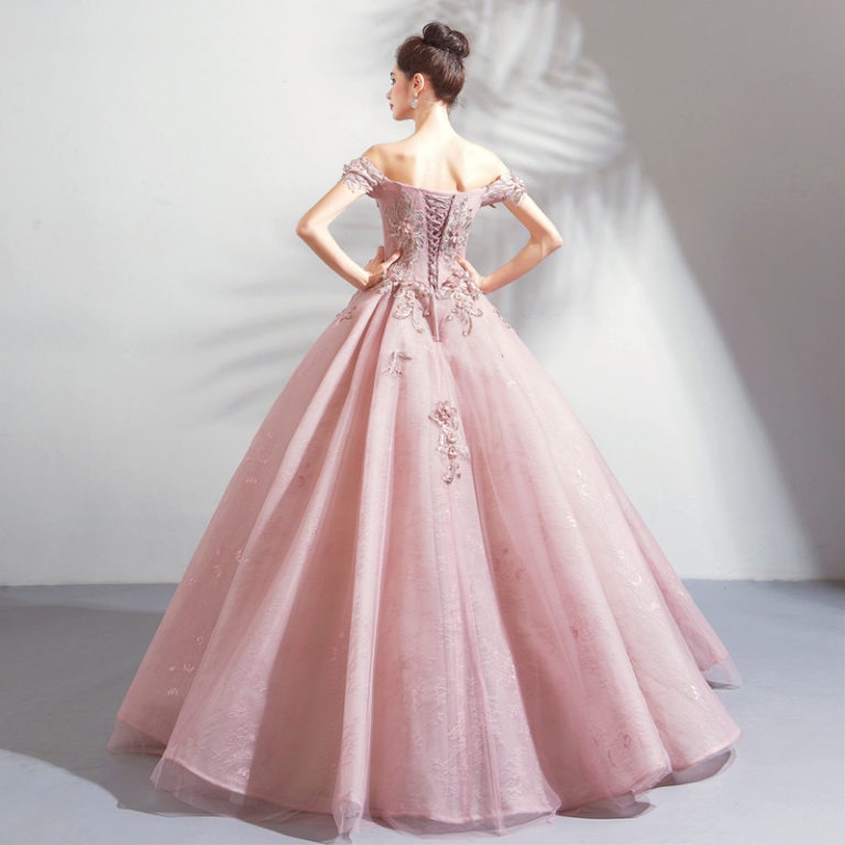 pink ball gown prom dress