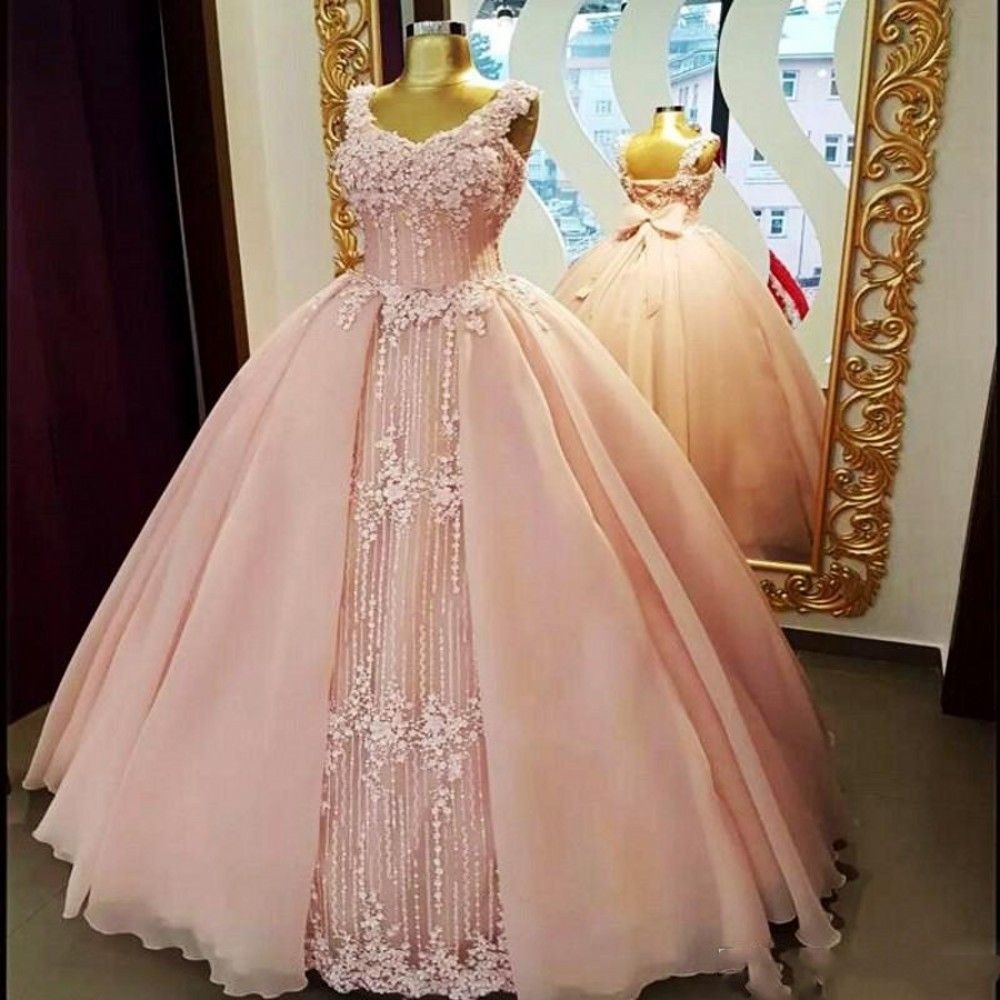 pink ball gown prom dress
